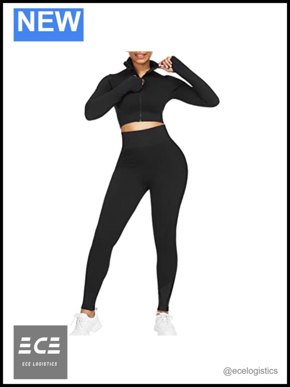Women's Workout Set 2 Piece Long Sleeve Crop Top High Waist Leggings Gym Yoga